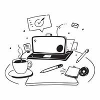 Home Office Desk with Glossy Finish concept as A photo of a modern home office desk with a glossy finish featuring a sleek laptop a cup of coffee and a notepad The camera angle is pure Set 3 vector