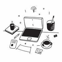 Home Office Desk with Glossy Finish concept as A photo of a modern home office desk with a glossy finish featuring a sleek laptop a cup of coffee and a notepad The camera angle is pure Set 2 vector