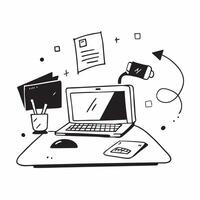 Home Office Setup with Glossy Abstract Digital Art concept as A photo depicting a home office setup with a glossy finish and an abstract digital art background The image highlight pure Set 2 vector