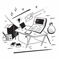 Home Office Setup with Glossy Abstract Digital Art concept as A photo depicting a home office setup with a glossy finish and an abstract digital art background The image highlight pure Set 4 vector