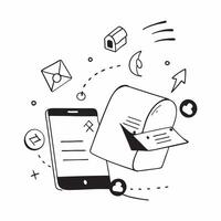 Home office with abstract holographic notifications on a mobile phone concept as Camera movement Zoom into the mobile phone with holographic notifications Scene Glossy abstract di pure vector