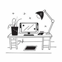 Home Office with Glossy Digital Art Elements concept as A photo depicting a home office setup with glossy digital art elements such as a computer monitor and a desk lamp The image pure Set 3 vector