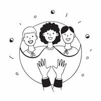 Interracial Family Circle with Belonging Text concept as An isolated of a circle formed by diverse family members with the word Belonging in a soft inviting font This desig pure vector
