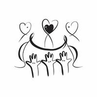 Interracial Family Silhouettes with Love Text concept as An isolated of diverse family silhouettes standing together with the word Love in a warm inviting font The image sy pure Set 2 vector