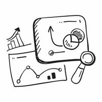 Isolated Online Education Analytics Tools concept as A image of isolated analytics tools used in online education including a graph and magnifying glass on a white ba pure vector