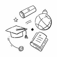 Isolated Online Education Icons Set concept as A set of isolated icons representing various elements of online education including a graduation cap globe and book on pure vector