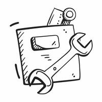 Isolated of a laptop and wrench with the word Support concept as A design depicting a laptop and a wrench with the word Support prominently displayed The elements ar pure vector