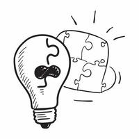 Isolated of a light bulb and puzzle pieces with the word Solution concept as A design featuring a light bulb and puzzle pieces with the word Solution prominently disp pure vector