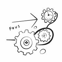 Isolated of a target and gears with the word Focus concept as A design showing a target surrounded by gears with the word Focus displayed prominently The elements ar pure vector