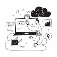 IT professional troubleshooting in a glossy abstract virtual meeting concept as Camera movement Zoom into the screen showing technical troubleshooting with vibrant abstract backgro pure vector