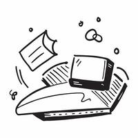 Keyboard and Book Isolated concept as An isolated image featuring a keyboard and book on a white background symbolizing online research and study in education Suitab pure vector