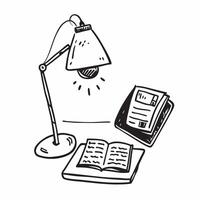 Lamp and Notebook with Remote Work Text concept as A lamp and notebook with Remote Work text on a white background emphasizing the need for good lighting and planning in remote wor pure vector