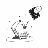 Lamp and Keyboard with Remote Work Text concept as A lamp and keyboard with Remote Work text on a white background emphasizing the need for good lighting and productivity in remote pure Set 3 vector