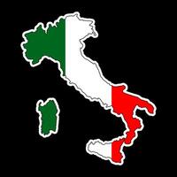 Italy flag map. Isolated on black background. vector