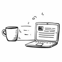 Laptop and Coffee Mug Isolated concept as A image featuring a sleek laptop and a coffee mug isolated on a white background Perfect for illustrating a productive home office pure Set 5 vector