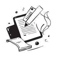 Laptop and Document Isolated concept as An isolated of a laptop and document on a white background representing online research and writing in education Ideal for ed pure vector