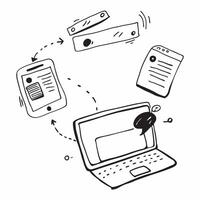 Laptop and Phone with Remote Work Text concept as A laptop and phone with the text Remote Work on a white background symbolizing the tools and connectivity needed for remote work pure vector