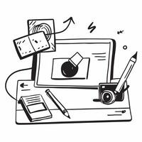 Laptop and pen with Productive Day text in a border frame with copy space concept as Camera movement Zoom into the laptop and pen with text Scene Clean and organized layout with a pure Set 2 vector