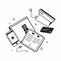 Laptop and Smartphone with Flexible Workspace Essentials text isolated on white background concept as Camera movement Highlight the laptop and smartphone emphasizing essential tool pure vector