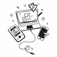 Laptop and Phone with Remote Work Text concept as A laptop and phone with the text Remote Work on a white background symbolizing the tools and connectivity needed for remote work pure Set 4 vector