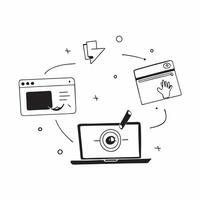 Laptop and smartphone with holographic security app and flexible workspace text concept as Camera movement Zoom into the laptop and smartphone screens with a holographic security a pure vector