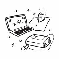 Laptop and wireless mouse with Work Smart text isolated on white background concept as Camera movement Focus on the laptop and mouse highlighting the efficiency message Scene Slee pure Set 4 vector