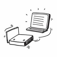 Laptop Stand and External Hard Drive Isolated concept as A image of a laptop stand and an external hard drive isolated on a white background Perfect for illustrating tech s pure Set 5 vector