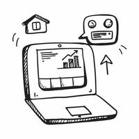 Laptop with Holographic Home Office Icon and Productivity Icon concept as A photo featuring a laptop with a glossy glowing holographic home office icon and productivity icon The o pure vector