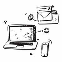 Laptop with holographic email interface and Stay Connected text with copy space concept as Camera movement Zoom into the laptop screen displaying a holographic email interface Sce pure Set 2 vector