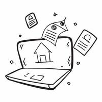 Laptop with Holographic Home Office Icon and Productivity Icon concept as A photo featuring a laptop with a glossy glowing holographic home office icon and productivity icon The o pure Set 11 vector