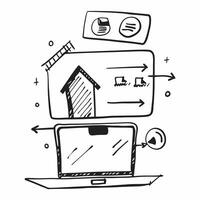 Laptop with Holographic Home Office Icon and Productivity Icon concept as A photo featuring a laptop with a glossy glowing holographic home office icon and productivity icon The o pure Set 13 vector