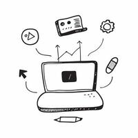 Laptop with Holographic Home Office Icon and Productivity Icon concept as A photo featuring a laptop with a glossy glowing holographic home office icon and productivity icon The o pure Set 23 vector