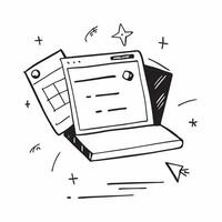 Laptop with Holographic Home Office Icon and Productivity Icon concept as A photo featuring a laptop with a glossy glowing holographic home office icon and productivity icon The o pure Set 22 vector