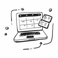 Laptop with holographic scheduling tools and copy space isolated on white balance concept as Camera movement Focus on the laptop screen displaying glowing holographic scheduling to pure vector
