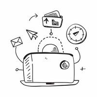 Laptop with Holographic Home Office Icon and Productivity Icon concept as A photo featuring a laptop with a glossy glowing holographic home office icon and productivity icon The o pure Set 27 vector