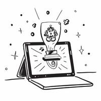 Laptop with holographic Lakshmi idol and Dhanteras text isolated on white background concept as Camera movement Zoom into the laptop screen displaying a holographic Lakshmi idol an pure Set 2 vector