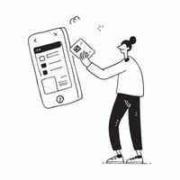 Man Using Mobile App to Pay for Transportation concept as A man using a mobile banking app to pay for transportation with a plain background offering space for text or additional e pure Set 2 vector