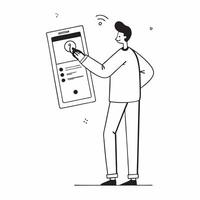 Man Using Mobile Banking for Savings concept as A man using a mobile banking app on his smartphone to manage savings with a blank background offering space for additional text or d pure vector