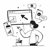 Marketing specialist sharing strategies in a glossy abstract virtual meeting concept as Camera movement Pan across the screen showing a marketing specialist presenting strategies w pure vector