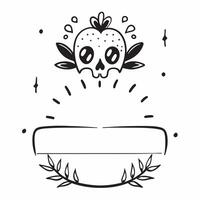 Marigold Petal and Sugar Skull Border with Copy Space concept as A border frame featuring a marigold petal on the top and a sugar skull on the bottom with generous space in between pure vector