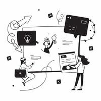 Marketing team brainstorming in a glossy flexible workspace concept as Camera movement Zoom into the team digital whiteboard during a brainstorming session Scene A collaborative a pure Set 3 vector
