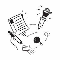 Microphone and Document Icons with Share Ideas text isolated on white background concept as Camera movement Focus on the microphone and document icons emphasizing idea sharing duri pure vector