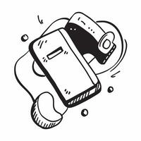 Mobile Phone and Headset Isolated concept as A clean isolated image of a mobile phone and headset on a white background symbolizing mobile learning and digital commun pure vector