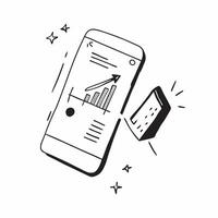Mobile phone with holographic financial growth chart and Dhanteras text isolated on white background concept as Camera movement Pan across the mobile phone screen displaying a holo pure vector