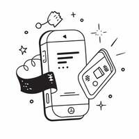 Mobile phone with holographic fitness tracker and Stay Healthy text with copy space concept as Camera movement Zoom into the mobile phone screen displaying a holographic fitness tr pure vector