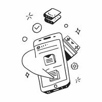 Mobile Phone with Holographic Home Office Icon and Connectivity Icon concept as A photo depicting a mobile phone with a glossy glowing holographic home office icon and connectivity pure Set 2 vector