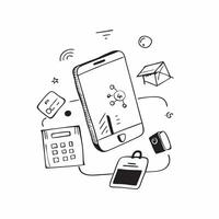 Mobile Phone with Holographic Home Office Icon and Connectivity Icon concept as A photo depicting a mobile phone with a glossy glowing holographic home office icon and connectivity pure Set 25 vector