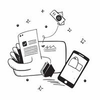 Mobile Phone with Holographic Home Office Icon and Connectivity Icon concept as A photo depicting a mobile phone with a glossy glowing holographic home office icon and connectivity pure Set 22 vector
