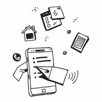 Mobile Phone with Holographic Home Office Icon and Connectivity Icon concept as A photo depicting a mobile phone with a glossy glowing holographic home office icon and connectivity pure Set 5 vector