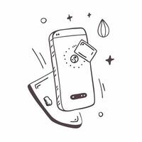 Mobile Phone with Holographic Home Office Icon and Connectivity Icon concept as A photo depicting a mobile phone with a glossy glowing holographic home office icon and connectivity pure Set 6 vector